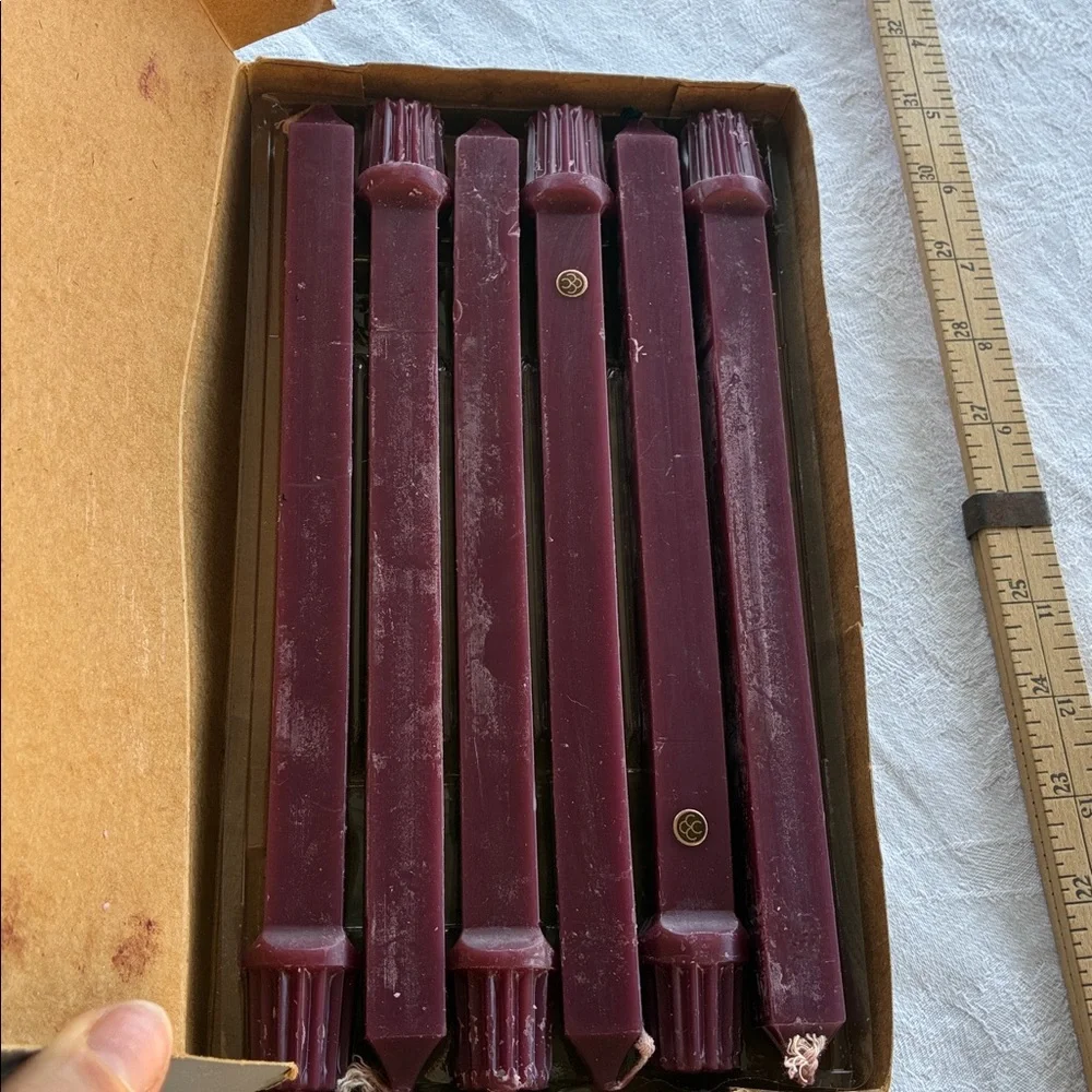 PartyLite 10" Maroon Unscented Dinner Candles 6 Pack Square USA MULBERRY Vintage - Picture 4 of 10